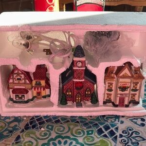 Charming Holiday Village Set with Lights
